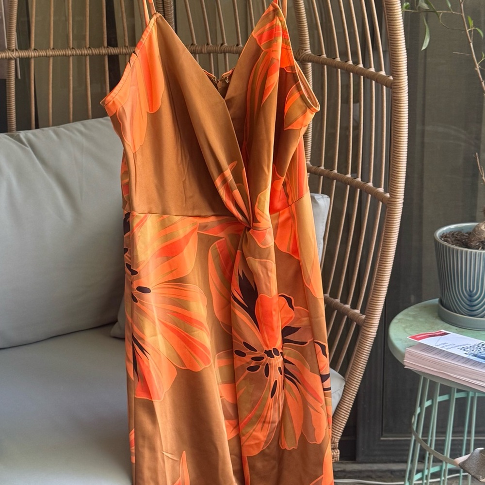 Gold & Orange Dress w/ the Perfect Summer Pattern - Sz Large Worthington